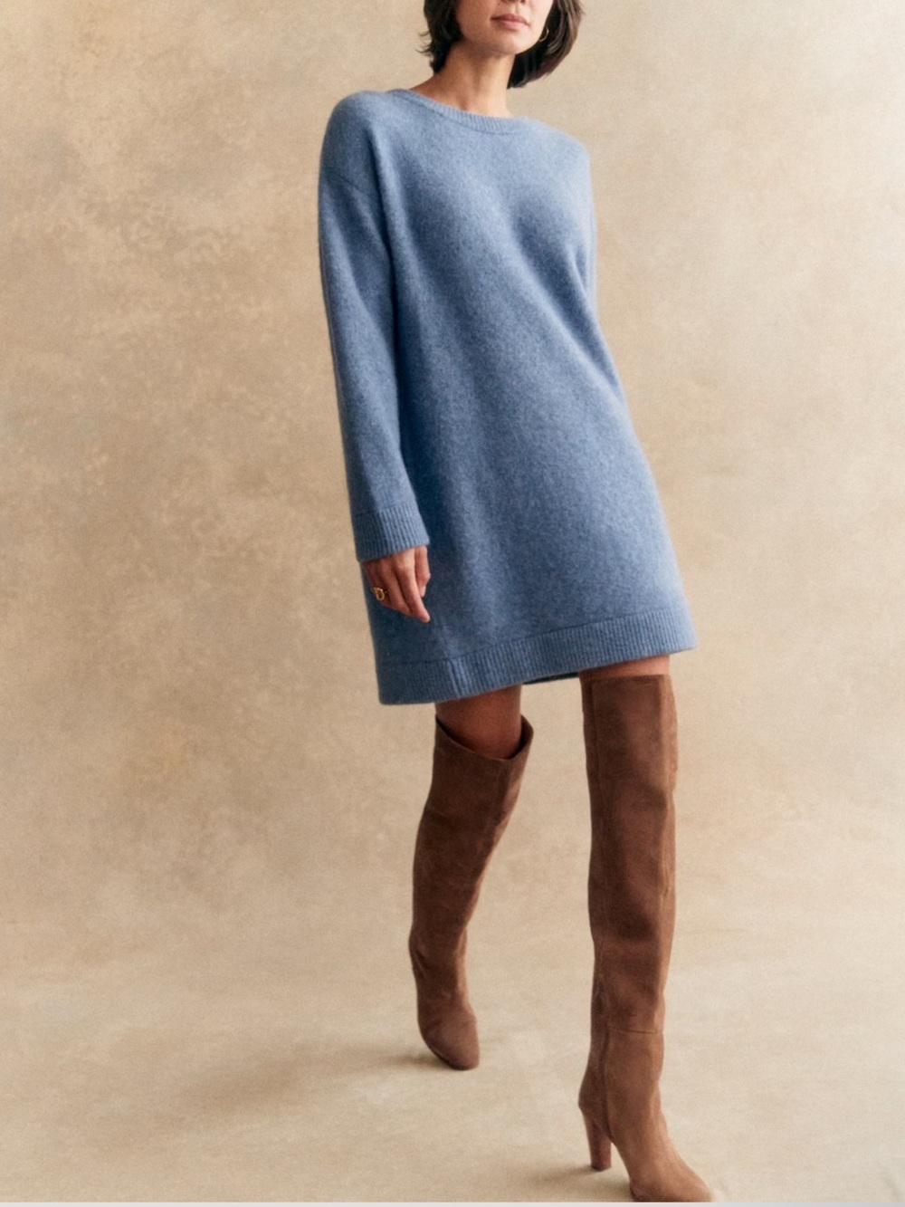 NEW Sezane Anaelle Thigh High Boots Taupe - Size 7 - Picture 2 of 9